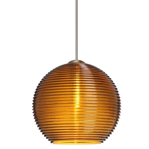 Besa Lighting Kristall 6 Cord Pendant, Amber, Satin Nickel Finish, 1x35W Halogen 1XT-461582-SN - main